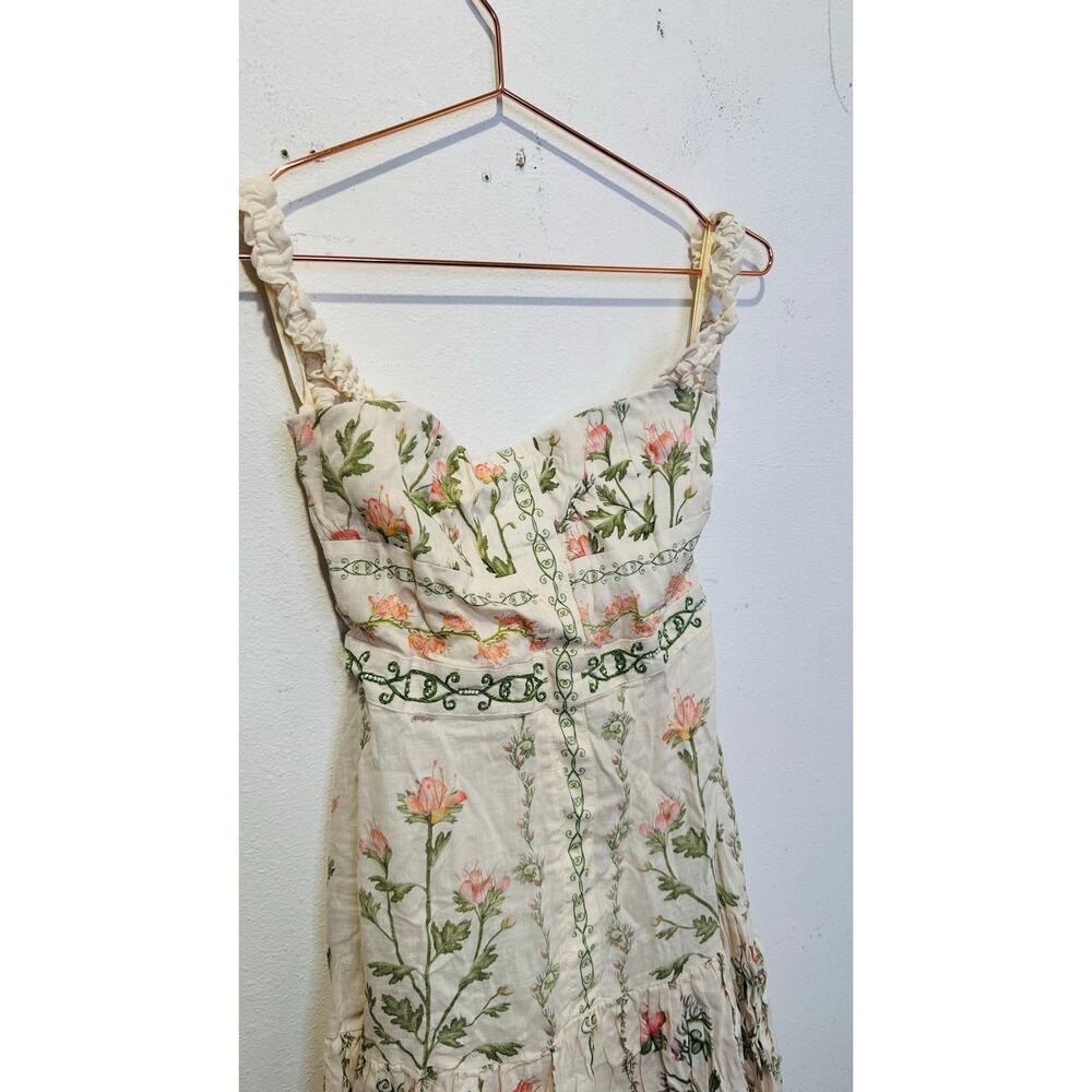 AGUA BY AGUA BENDITA Alma Nispero Oasis Floral Cream Pink Garden Midi Dress sz S - Picture 4 of 14